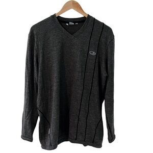 Icebreaker Men's Charcoal Gray Sport 320 Pure Merino V-Neck Sweater